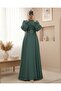 Hijab Dress with Belt and Stones on the Front - Mint - 2