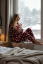 Luxury Soft New Year's Themed Women's Pajama Set – 3026 Burgundy