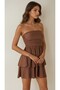 Women's Textured Fabric Skirt Double Layer Drape Detail Strapless Dress - 2