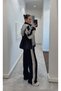 Women's Navy Blue Gray Patchwork Hooded Detailed Tracksuit Set - 4