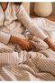 Striped 100% Cotton Ranforce Yezra Beige Yarn Dyed Duvet Cover Set Double Size - 200X220 cm - 6