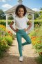 Girls' Tights - Green Cotton Lycra Seasonal Long Children's Tights - 4