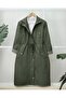 Tunnel Lace-Up Top Pocket Detailed Unlined Washable Organic Trench Coat -Khaki - 2