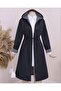 Trench Coat with Foldable Sleeves and Hood, Elastic Waist - Navy - 7