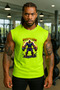 Men's Work Hard Printed Green Oversize Crew Neck Cotton Sleeveless T-Shirt/Undershirt