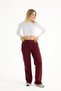 Women's Burgundy High Waist Thick Winter 3 Thread Fleece Inside Wide Leg Sweatpants - 3