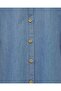 Wooden Button Long Denim Tunic - Light Blue - 3