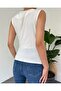Crew Neck Zero Sleeve Sandy T-Shirt -White - 3