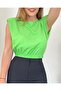 Blouse with Padded Shoulders and Elastic Waist - 3
