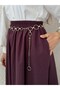 Lace Embroidered Skirt with Elastic Waist - Plum - 7