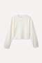 Women's Ecru Crew Neck Sweatshirt - 6