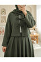Front-Laced Skirted Melton Set - Khaki - 3