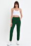 Women's Three Thread Knitted Sweatpants with Elastic Waist and Legs Jogger Emerald