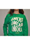 Women's Green Color White and Gliter Printed Knitted Christmas Themed Sweat Sweater - 4