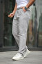 Men's Elastic Waist Loose Gray Linen Baggy Trousers - 2