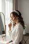 Crystal Stone Floral Detailed Bridal Necklace and Earring Set I-Engagement Promise Wedding - 7