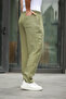 Men's Elastic Waist Loose Green Linen Baggy Trousers - 3