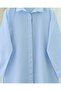 Oval Cut Long Shirt with Hidden Buttons - Baby Blue - 7