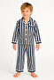 Unisex Children's Cotton Navy Blue Striped Pajama Set