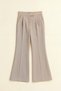 Stone Color Women's High Waist Stretch Fabric Velcro Closure Palazzo Wide Leg Trousers - 6