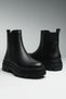 Women's Daily Rubber Detail Zippered Thick Non-Slip Sole Black Leather Boots Postal 7444 - 7