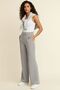 Gray Women's High Waist Stretch Fabric Velcro Closure Palazzo Wide Leg Trousers - 3