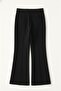 Black High Waist Wide Leg Palazzo Pants – Stretchy Textured Fabric, Flowy Wide Leg - 8