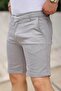 Men's Knitted Gabardine Tight Stretchy Gray Capri Shorts with Pockets - 2