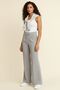 Gray Women's High Waist Stretch Fabric Velcro Closure Palazzo Wide Leg Trousers - 4