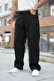 Men's High Waist Wide Leg Casual Black Baggy Pants - 2