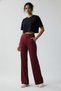 Burgundy High Waist Wide Leg Palazzo Pants – Flexible Textured Fabric, Flowy Wide Leg