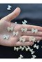 40 Pcs White Acrylic Ribbons - Pearlescent and Bead Detailed Bow(18mm) - 2