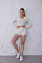Women's Ecru Short T-Shirt Shorts Set |   Msc055-Ecru