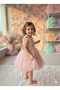 Powder Shoulder Bow Tulle Baby Girl Dress - Bow - 3
