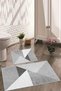 Geometric Gray Brown Colors Non-Slip Base Washable 2 Pieces 60x100 - 50x60 Bathroom Carpet Toilet Set
