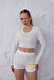 Women's Ecru Short T-Shirt Shorts Set |   Msc055-Ecru - 2