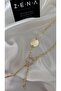 Ring Detailed Interlocking Steel Gold Necklace - 3