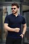 Men's Short Sleeve Tight Laci Non-Curling Polo Neck T-Shirt