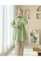 Stoned Buttoned Waist Tie Lace Detailed Shirt -A.Green - 2