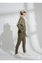 Unisex khaki Corded Fabric fleece-lined crew neck slim fit pocket set - 2