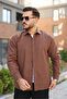 Jachetă pentru bărbați basic Winter Casual Lumberjack Brown Cashmere