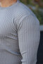 Men's Crew Neck Long Sleeve Gray Knitwear Sweater - 3