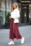 Pleated Skirt with Elastic Waist - Color Burgundy (Standard Size) - 5