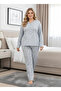 Women's Plus Size Patterned Collared Buttoned Long Sleeve Bamboo Pajama Set - 2