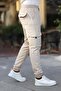 Men's Parachute Fabric Style Jogger Sports Pants with Pockets and Elastic Waist - 3