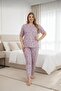 Women's Plus Size Collar Lace Detail Short Sleeve Bamboo Pajama Set
