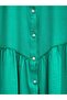 Shoulder and Front Gathered Pearl Buttoned Suit - Light Green - 3
