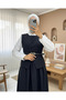 Cross Button Belted Vest Skirt Suit -Black - 3