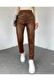 Elastic Waist Leather Trousers - 3