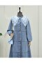 Denim Dress with Organza Tulle Detailed Collar - Ice Blue - 5